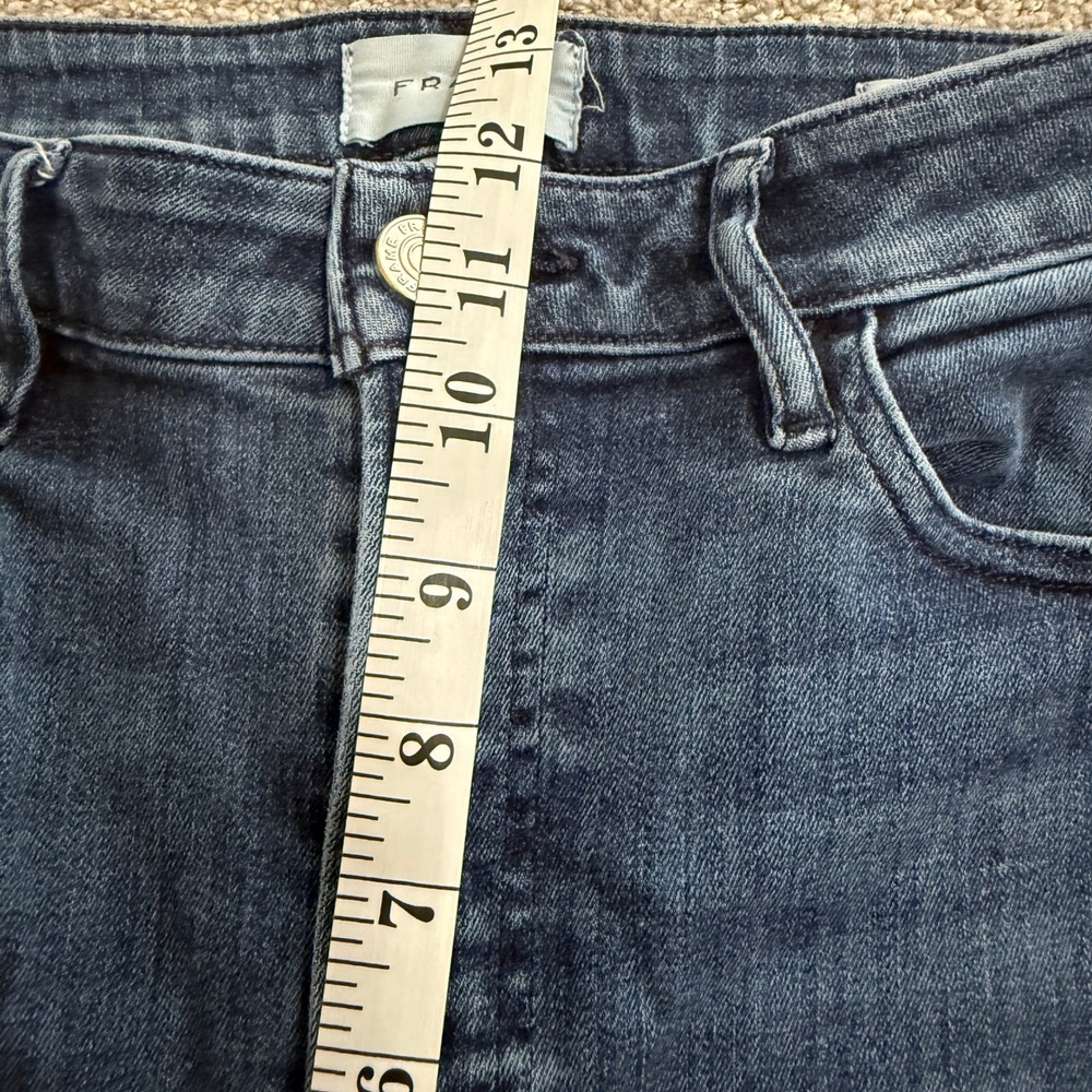 FRAME Le Crop Mini Boot High Rise Raw Hem Jeans Women's Size 30 Denim Dark Wash - Picture 6 of 10